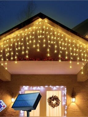 Warm White Solar Icicle String Lights for Holiday Décor